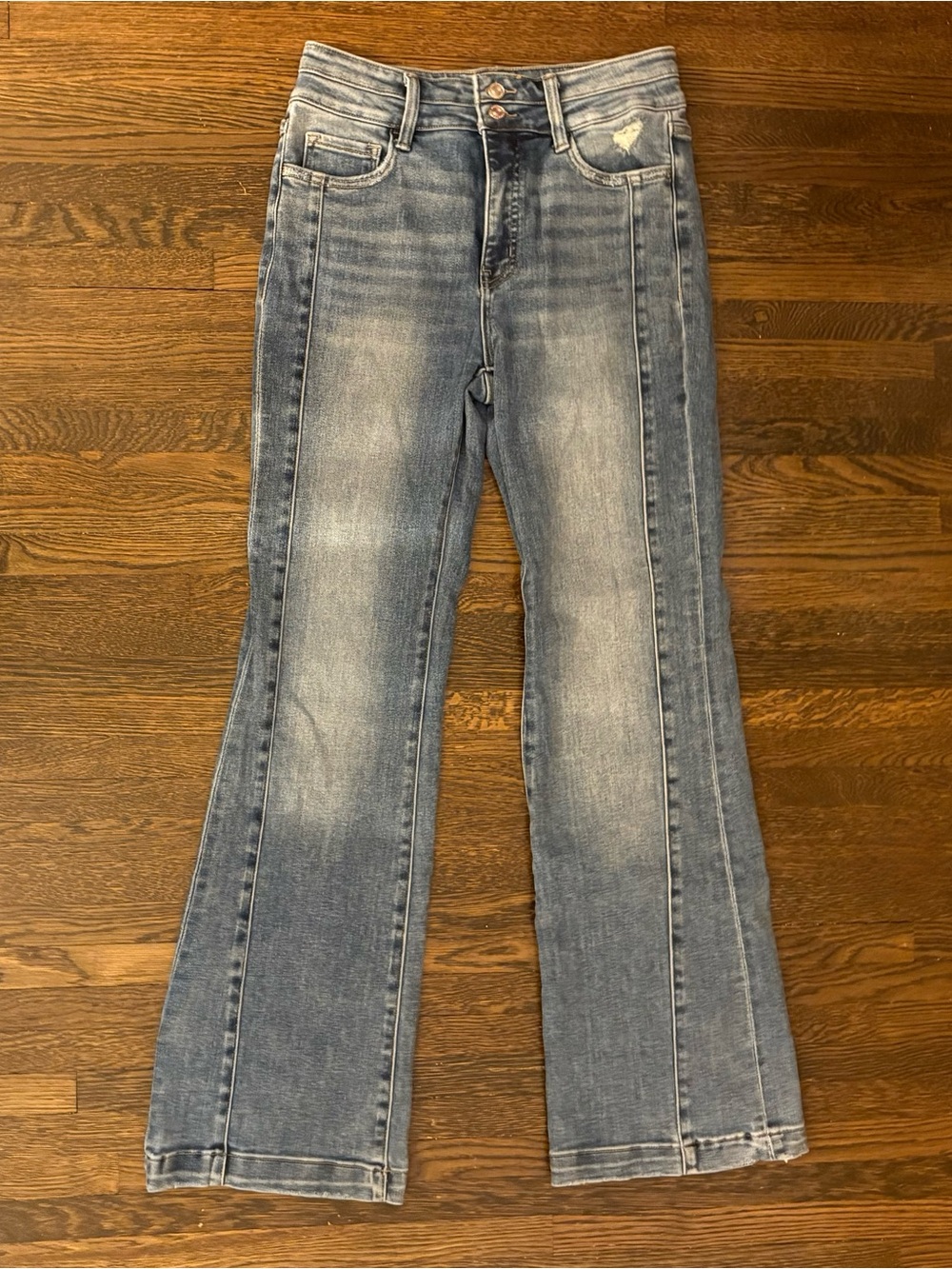 Lovervet high rise double button flare jeans with trouser hem 9/29